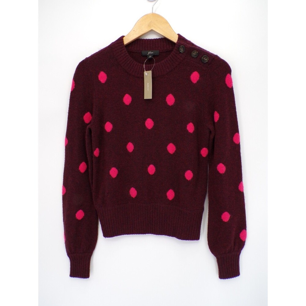 New J Crew Button Detail Crewneck Sweater Dots Supersoft Yarn Alpaca Merino XS